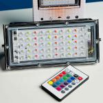 RGB LED Flood Light - Remote Controlled IP65 Waterproof Landscape & Outdoor Lighting (50W, AC220V)