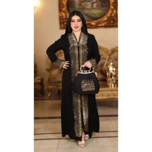 Gold Shine Cherry Party Burkha with Bag