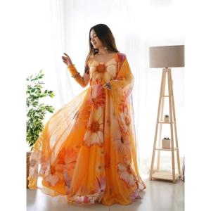 Printed Organza Gown Set