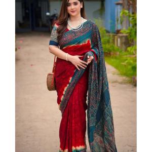 Batik Design Soft Silk Saree