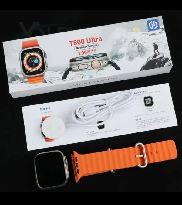 T800 Ultra Smartwatch Series 8 With Wireless Charging - Orange