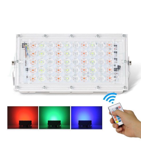 RGB LED Remote Controlled IP65 Waterproof Outdoor Flood Light - 50W